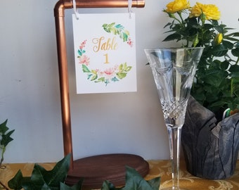 Handcrafted Copper Table Number Holder: Wedding Menu Sign