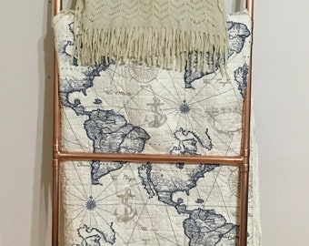Rose Gold Copper Blanket Ladder: Rustic Towel Rack