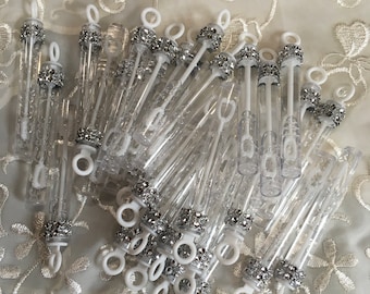 Wedding Bubbles: Silver Bling Circle Wand - Set of 36