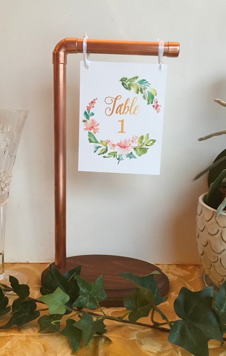 Copper Table Number Holder Rose Gold Tone Wedding Image 0