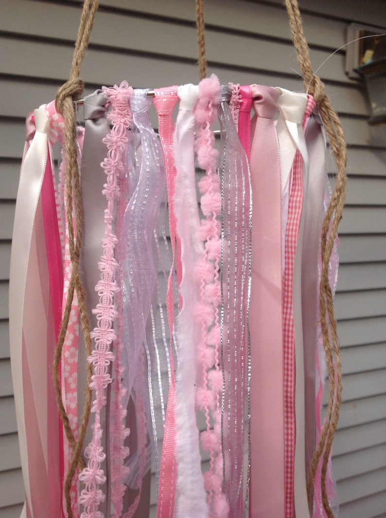 Baby Girl Mobile Crib Mobile Rustic Nursery Ribbon Mobile Etsy