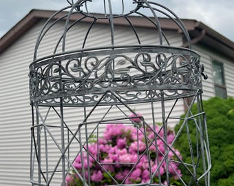 Rustic Birdcage Card Holder: Vintage Wedding Decor (19" Tall)