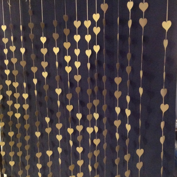Gold hearts photo booth backdrop. Wedding curtain, Ceremony backdrop, Paper Hearts Curtain, Photography Backdrop, DYI Photobooth.