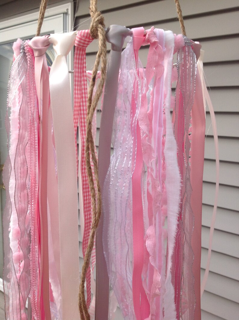Baby Girl Mobile Crib Mobile Rustic Nursery Ribbon Mobile Etsy