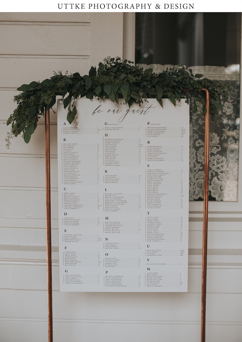 Small Copper Seating Chart Welcome Frame