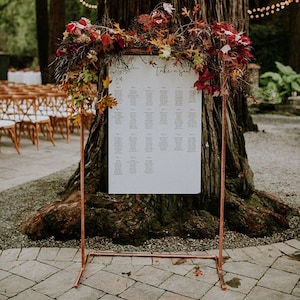 Copper Seating Chart Arch, Small Copper Welcome Frame, Seating Chart frame, Free S HOOK, Guest List Directory, Small Frames up to 4&#39; tall.