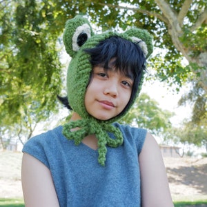 PDF Knitting Pattern: Funky Frog Hood - handmade knit frog hat headband bonnet