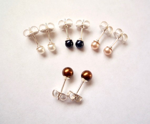 Natural Freshwater Pearl and Faceted Garnets in Sterling Silver findings and studs