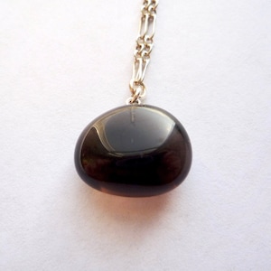 Small obsidian nugget necklace with a solid sterling silver chain, Apache tears pendant
