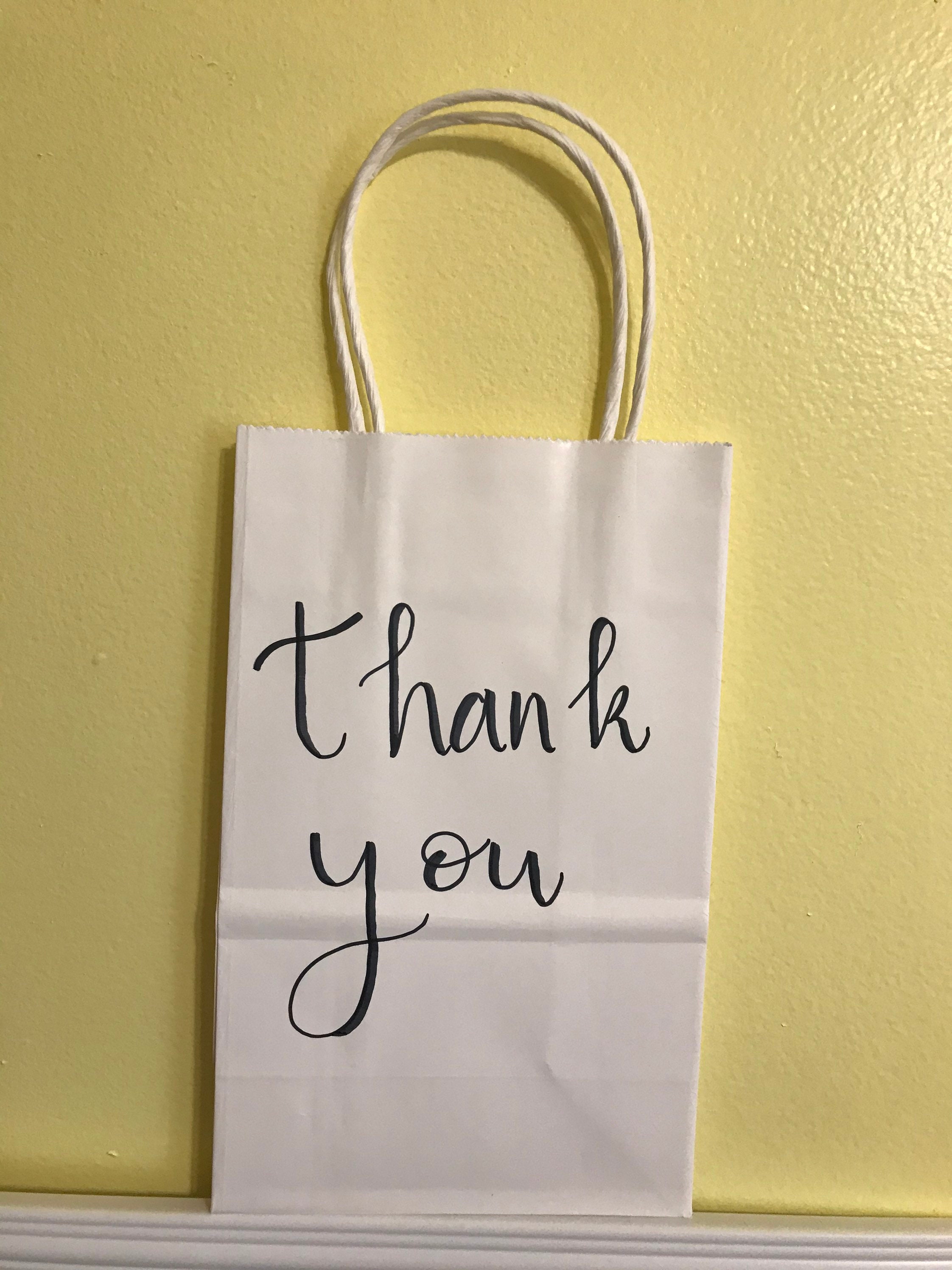 LARGE Thank you gift bag HAND LETTERED Etsy