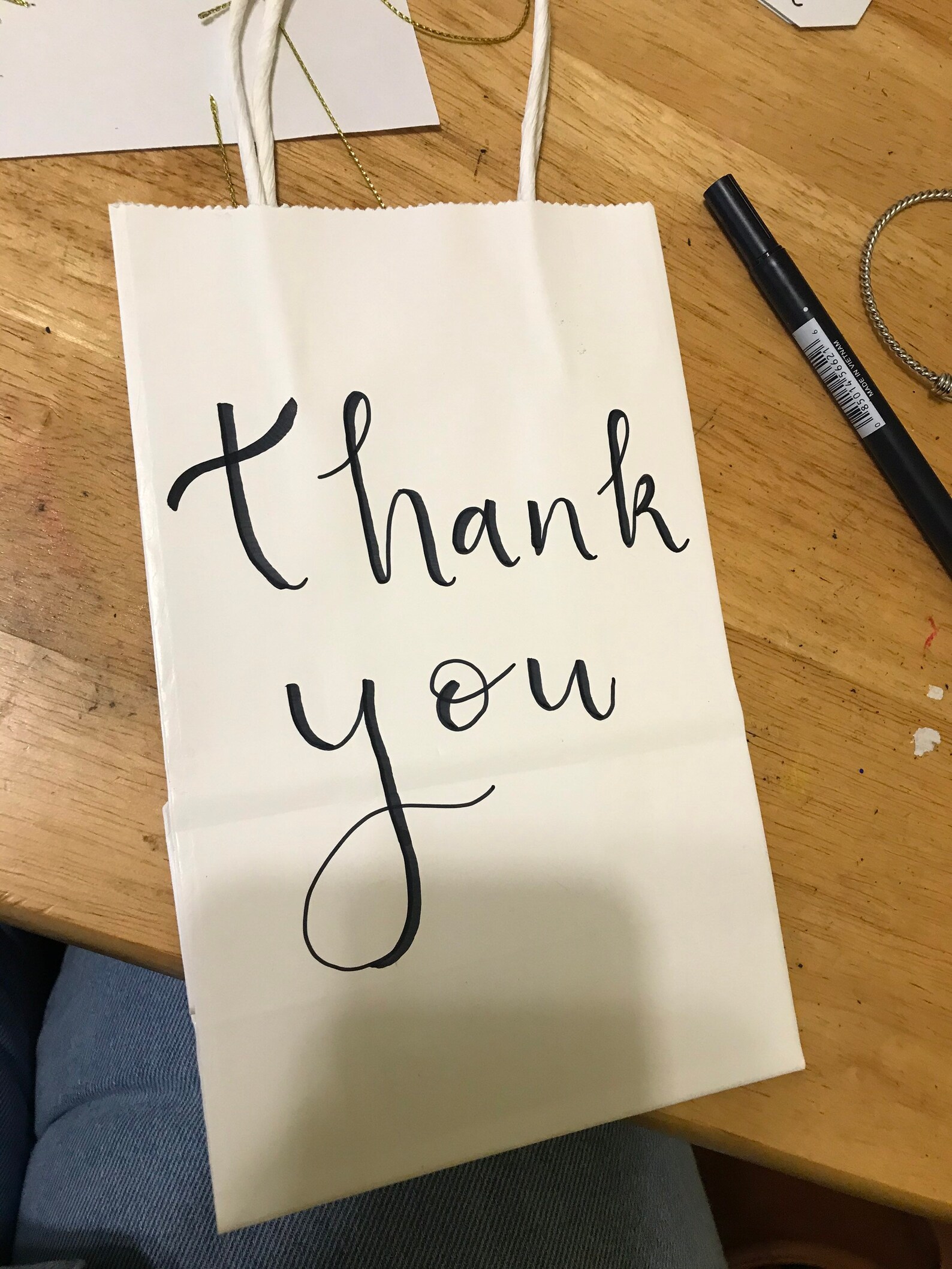 LARGE Thank you gift bag HAND LETTERED Etsy