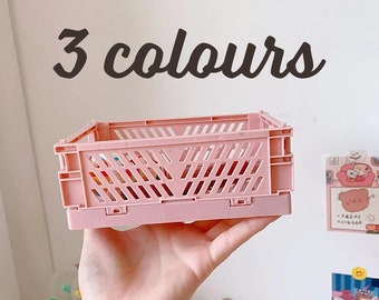 Pastel crates - mini foldable storage box - small size desk organiser