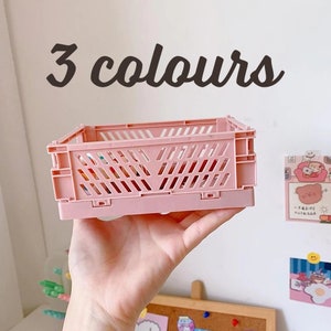 Pastel crates - mini foldable storage box - small size desk organiser