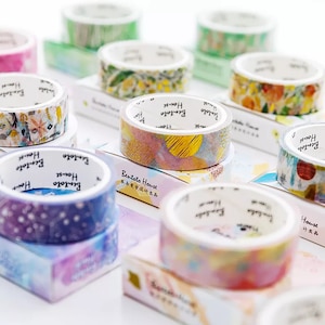 Easy to share foil washi tape - flowers - unicorn - leaves - pastel patterns