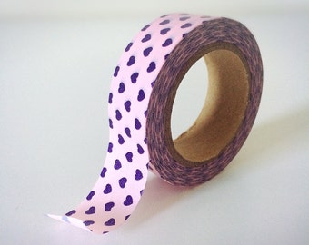 Pink and purple heart dot washi tape
