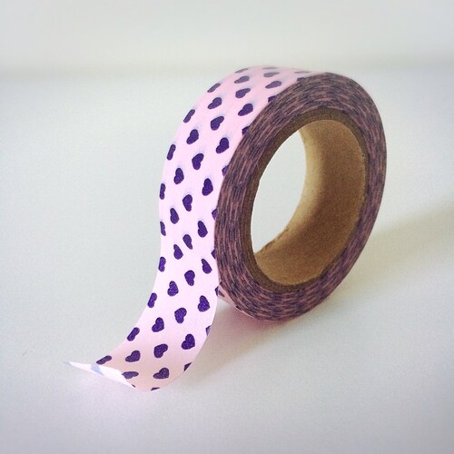 Pink and purple heart dot washi tape