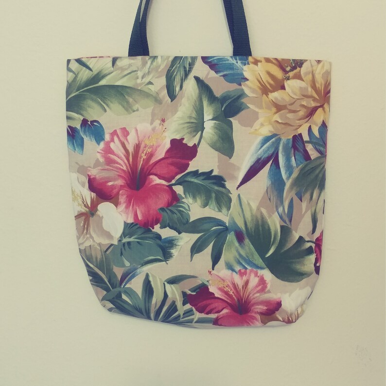 Large Tote Bag-Tropical Flowers