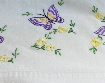Vintage pillowcase with embroidery belles beautiful embroidery purple skirt