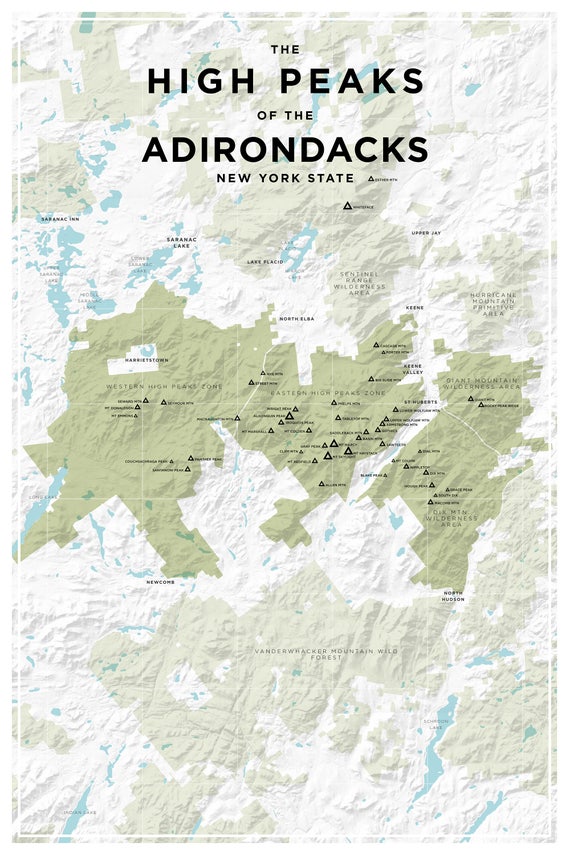 Adirondack High Peaks Topographic Map Adirondack High Peak Map New York State Topographic Map Home | Etsy Uk