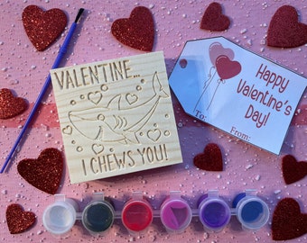 Shark Valentine Non Candy Valentine School Valentine Art Valentine Ocean Valentines Preschool Classroom Exchange Valentines Day Paint Kit