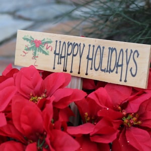 Holiday Garden Stakes Garden Custom Plant Markers Garden Decor Wood Signs Custom Markers Gift for Her Gift for Mom Gardening Happy Holidays