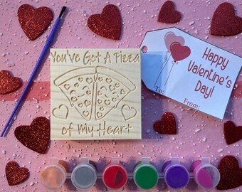 Pizza Valentine Non Candy Valentine School Valentine Art Valentine Children's Craft Preschool Classroom Exchange Valentines Day Paint Kit