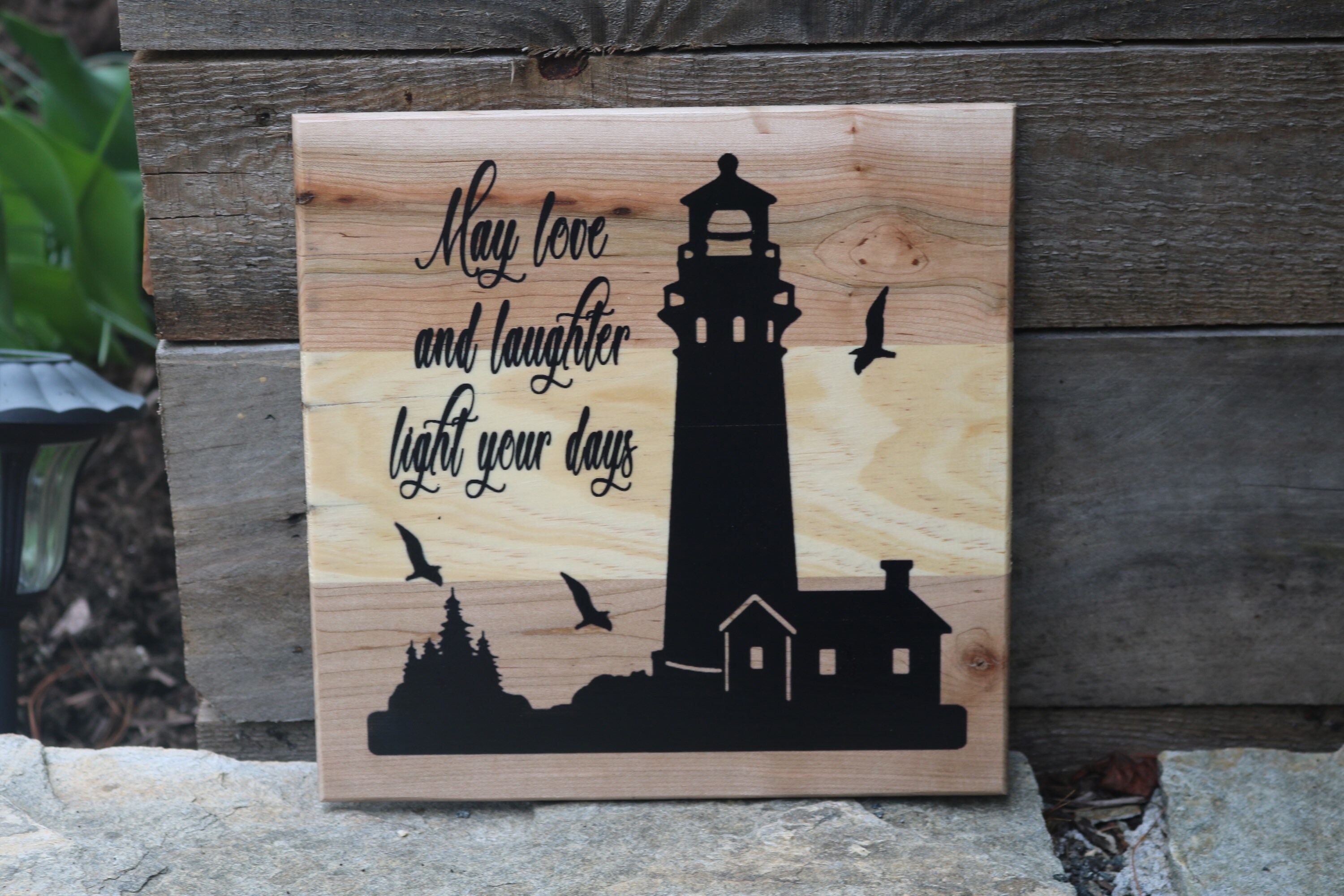 Silhouette Lighthouse Wood Sign Nautical Decor Sea Wall Decor Etsy