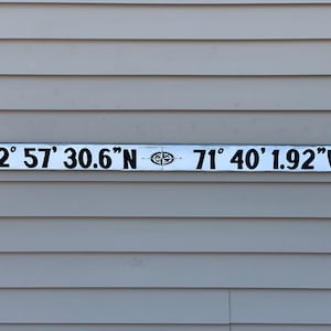Latitude Longitude Wood Sign Coordinates Sign Gift for Her Gift for Mom Wood Wall Art Personalized Home Decor GPS Coordinates Gift Whitewash