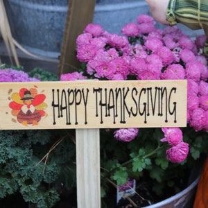 Holiday Garden Stakes Garden Custom Plant Markers Garden Decor Wood Signs Custom Markers Gift for Her Gift for Mom Gardening Thanksgiving