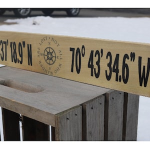 Latitude Longitude Wood Signs Coordinates Sign Gift for Her Gift for Mom Wood Wall Art Personalized Home Decor GPS Coordinates Gift