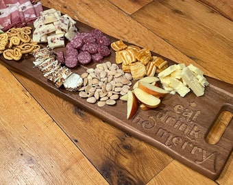 Eat Drink Be Merry Grazing Board Holiday Serving Board Engraved Grazing Board Christmas Charcuterie Board Hostess Gift Christmas Decor