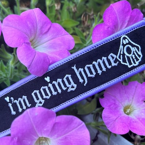 Going Home Flight Tag Keychain |  Homesick Ghost Embroidered Fabric Keychain