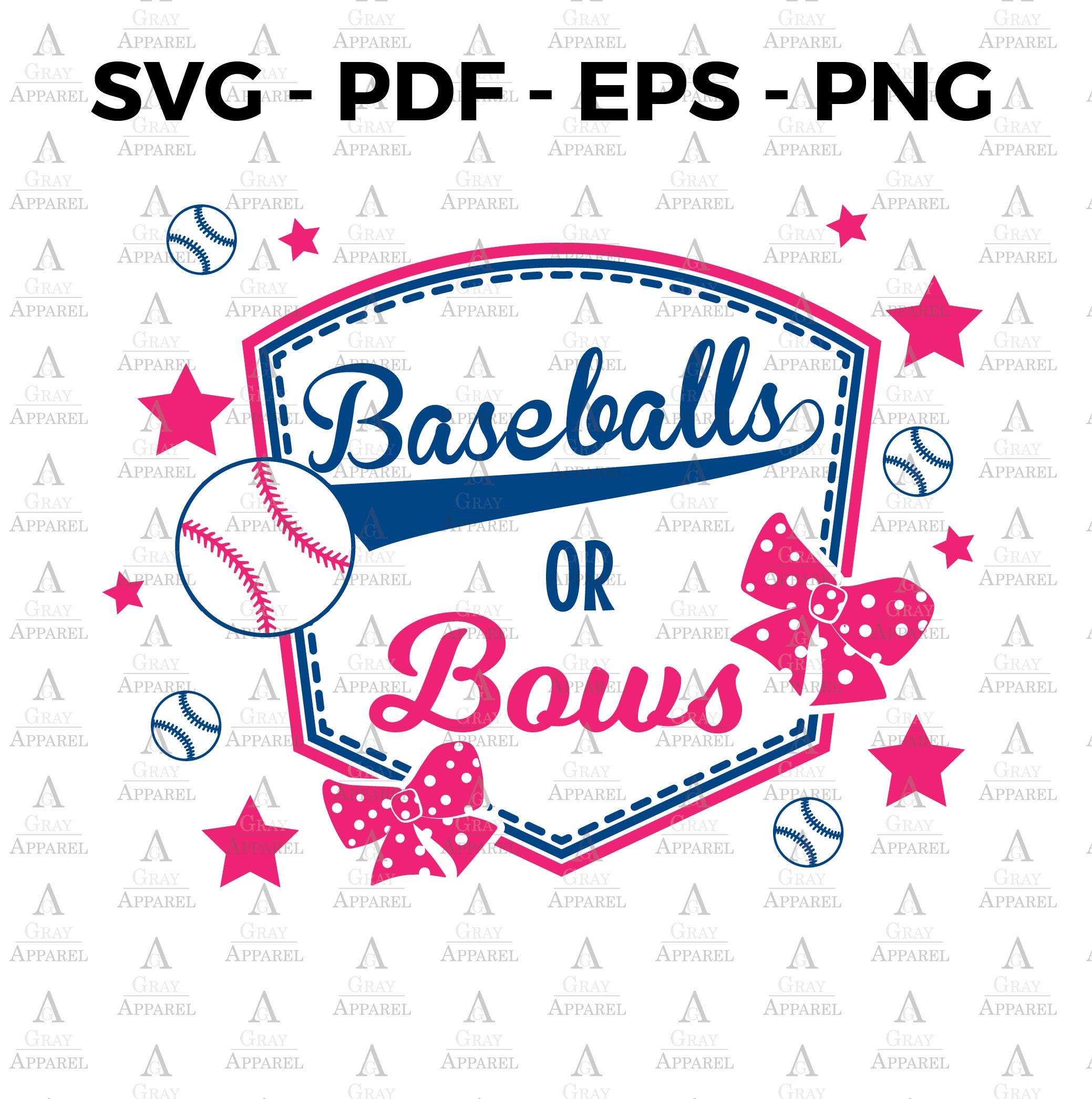 Baseball or Bows Gender Reveal Clipart SVG EPS PNG pdf Etsy