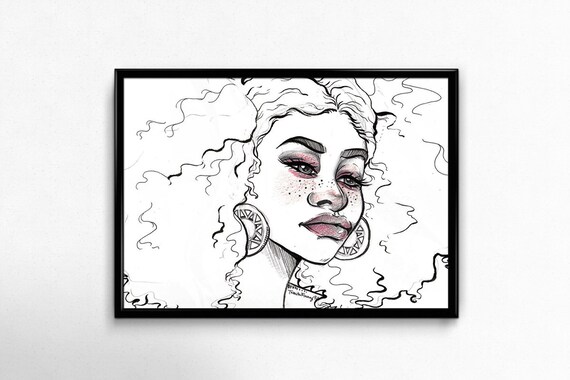 Natural Hair Art Black Girl Magic African American Art Etsy