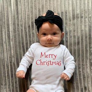 Merry Christmas White Cotton Baby Long Sleeve Bodysuit