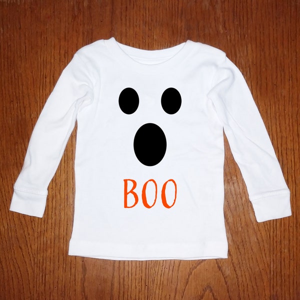 Boo Ghost Halloween White Infant Long Sleeve Baby Rib Pajama Top