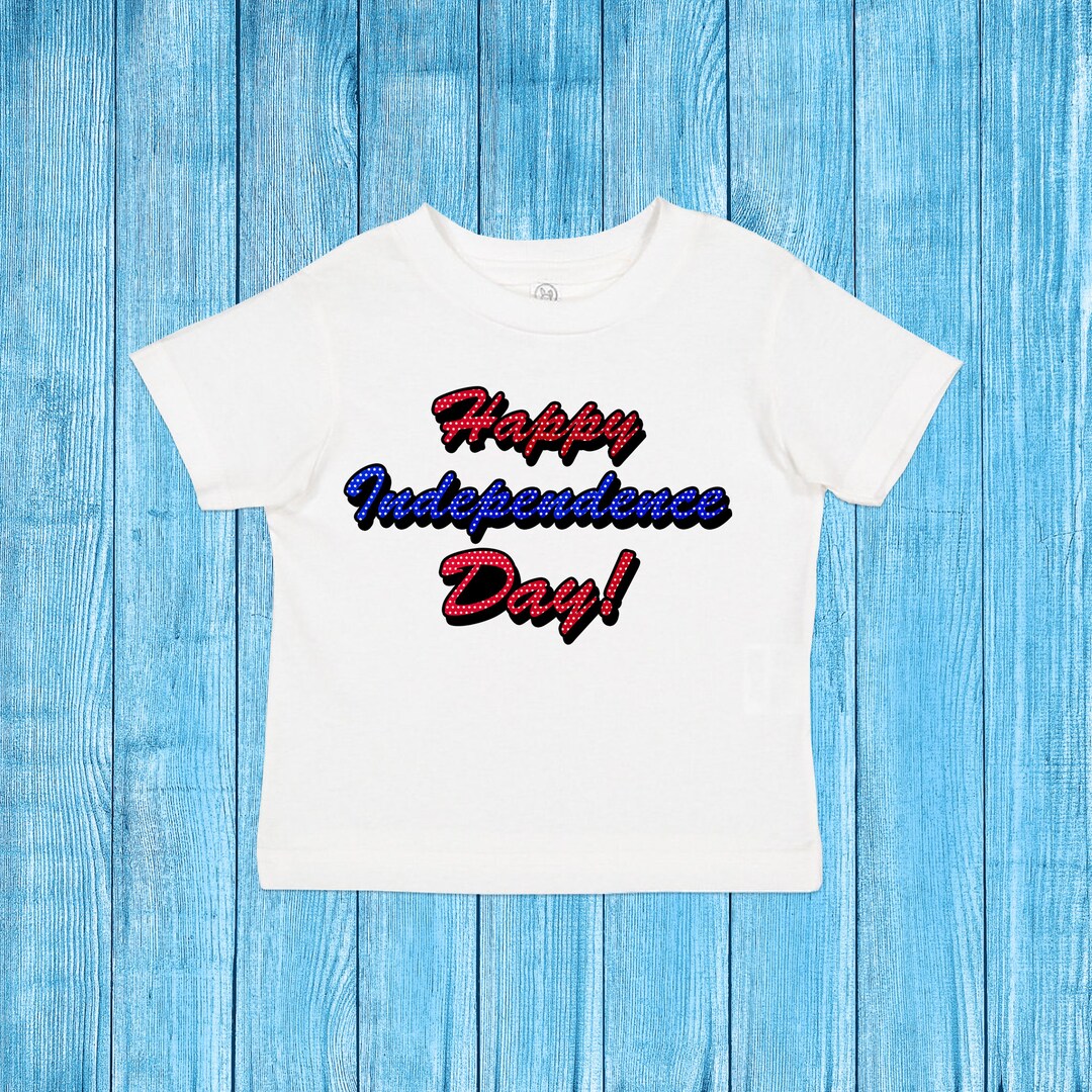 Happy Independence Day White Cotton Rabbit Skins Toddler Short Sleeve T ...