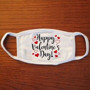 Happy Valentines Day Hearts White Cloth Child Kids Reusable Washable Face Mask