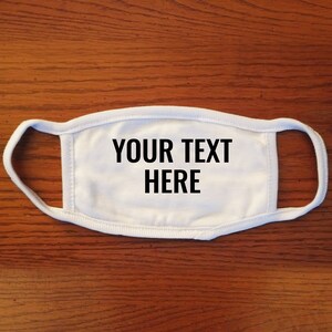 Personalized Text White Cloth Child Kids Reusable Washable Face Mask