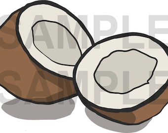 Digitaal kunstwerk Kokosnoothelften