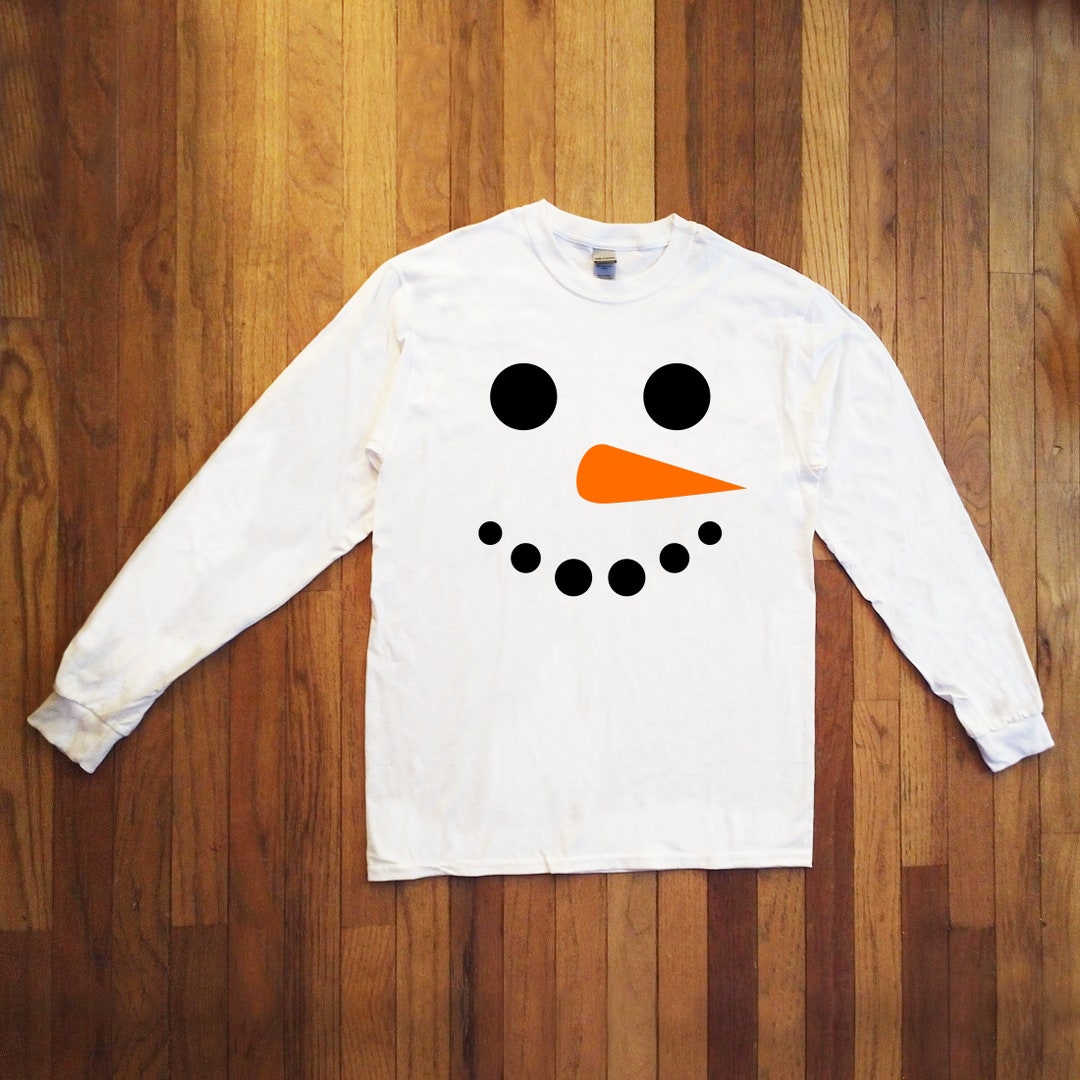 Snowman Face Christmas Adult Unisex Gildan White Long Sleeve T-shirt - Etsy