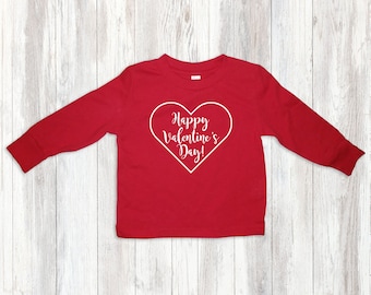 Happy Valentine's Day Heart Red Rabbit Skins Toddler Long Sleeve T-Shirt