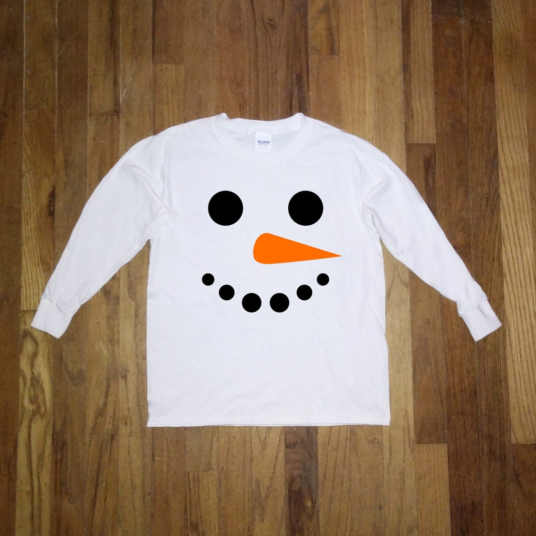 Snowman Face Christmas Youth Unisex Gildan White Long Sleeve T-shirt - Etsy