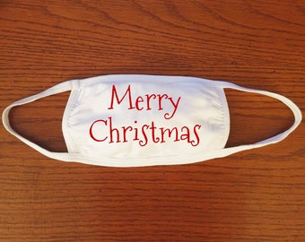 Merry Christmas White Cloth Adult Reusable Washable Face Mask