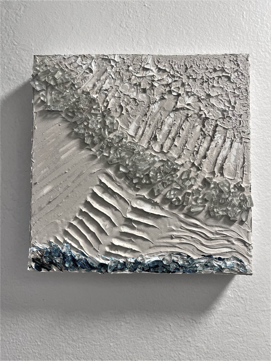 Texture and Blue Modeling Paste Art and Acrylic Wall Decor. Etsy