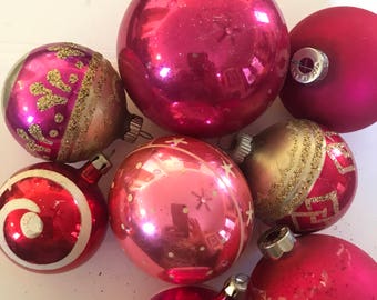 Shiny Brite Ornaments, Made in USA, Vintage Ornaments, Shiny Brites, Pink Ornaments, Christmas Tree Ornaments