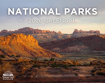 Calendario de pared de 18 meses de Parques Nacionales 2026 / Regalo natural para senderistas, amantes de la naturaleza y viajeros