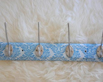 Wall hanger blue flower design / Coat Rack / Coat Hook / Wall Coat Rack / Coat Hooks /  Wood Coat Rack