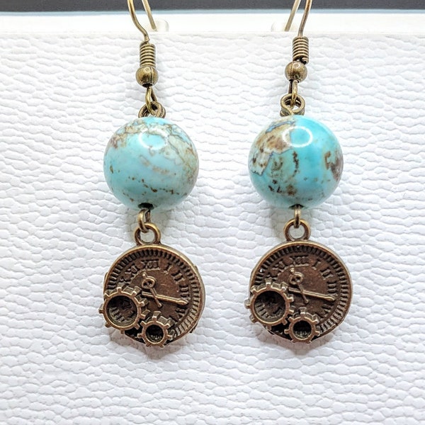 Tiny Earth World on Time Earrings