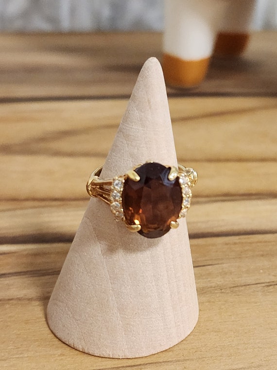 Vintage Costume Hessonite Garnet Like Ring on a 1… - image 5